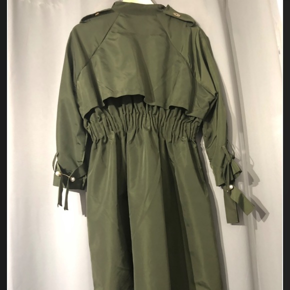 Olive Gunner Mid Trench Coat - Picture 3 of 8